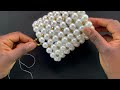 DIY VINTAGE PEARLS BEADED BAG // HOW TO MAKE PEARLS BUCKET BEADED BAG // BEGINNER FRIENDLY