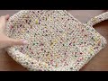 【100均糸】ぽんぽん大きめトートバッグの編み方。かぎ針編み Crochet Bag.