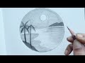 Very easy and simple scenery drawing / pencil drawing / circle drawing / step by step / #69