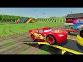 POLICE CARS, MCQUEEN CAR, AMBULANCE EMERGENCY, FIRE BRIGADE TRANSPORTING WITH TRUCKS ! FS22
