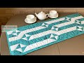 Strips and Half Squares Plaited into a Table Runner. Quilted Table Runner Tutorial