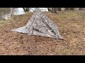 Tipi setup with a 3 m square tarp