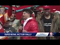 Chiefs quarterback Patrick Mahomes addresses the crowd at Union Station