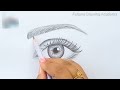 Easy way to draw a realistic eye for Beginners step by step (Using only 1 pencil)