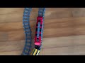 Lego train drifting on 2 tracks