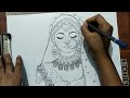 How to draw a Beautiful Traditional bride very easy | Girl drawing | Pencil Sketch