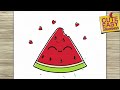 How to Draw a Cute Watermelon Slice - Easy Step by Step Tutorial