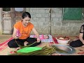 Single Mother: Harvesting chit leaves - Burning straw & First time trying to make a special cake