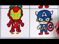 How to draw Superheros- Spiderman Hulk Batman and others- Easy art for kids