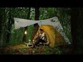 SOLO CAMPING HEAVY RAIN AND THUNDERSTORMS - RELAXING CAMPING IN THE RAIN - ASMR