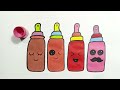 Drawing and Painting Baby Bottles for kids | Easy and Fun Drawing tutorial