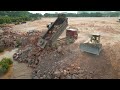 The Best Operator Ever Bulldozer Pushing Rock Drop To Water- Land Reclamation Big Project