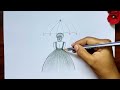 How To Draw a Girl in a Beautiful Dress 😍 | Girl Drawing with Umbrella | Dress Drawing @ArtzyShweta
