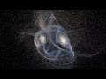 Simulation Andromeda galaxy colliding with the Milky Way