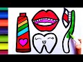 Toothbrush & Toothpaste Drawing, Colouring and Painting For Kids, Toddlers | Let's Draw, Together