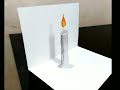 3D Art Draw Candle on paper Folded sheet art