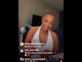 Cardi B on IG live speaking of her music and almost shows her coochi