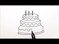 Birthday Cake Drawing, Painting and Coloring Picture for Kids & Toddlers | Watercolor Paintings