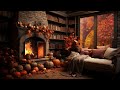 Rainy Autumn Day with Crackling Fireplace & Relaxing Gentle Rain Sounds for Sleeping Problems