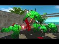 Plant Mutant Bear vs Devil Gundam + Kozarog Team in Radiation Temple -Animal Revolt Battle Simulator