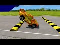 TRANSPORTING PIXAR CARS & FRUITS WITH COLORED & JOHN DEERE vs CLAAS vs TRACTORS - BeamNG.drive