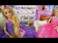 Princess Barbie Rapunzel Pink Purple Castle All Day Routine! Morning to Night Putri Barbie Castelo