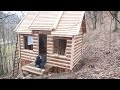 Alone construction house with your own hands in the forest. From start to finish