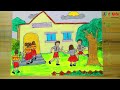 School Memory Drawing | School Drawing | School Drawing for Kids | How to Draw School | Aditi Arts