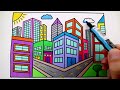 How to Draw a CITY for Kids 💙💖💚City Drawing for Kids | City Coloring Pages for Kids