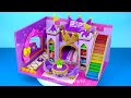 Building Amazing Purple Luxury Castle with Rainbow Slide from Cardboard ❤️ DIY Miniature House