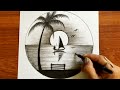 How to draw landscape with easy ways by pencil | Landscape drawing for kids