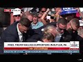 Shots ring out at President Donald Trump’s rally in Butler PA. He walks off stage bleeding