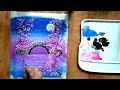 Beautiful Moonlight Cherry Blossom Bridge Scenery Painting for Beginners/ Easy Acrylic Painting